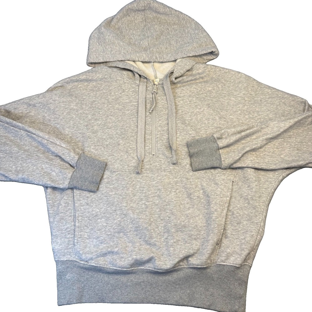 Free People FP Movement Hoodie Sz S/M Gray Oversized 1/4 Zip Sweatshirt Boho